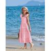 Arshiner Girls Maxi Summer Short Flutter Sleeve Casual Dress with Pockets for 4-14 Y(Pink)