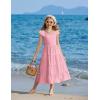 Arshiner Girls Maxi Summer Short Flutter Sleeve Casual Dress with Pockets for 4-14 Y(Pink)