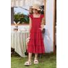 Arshiner Girls Maxi Summer Short Flutter Sleeve Casual Dress with Pockets for 4-14 Y(Red)