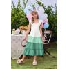 Arshiner Girls Maxi Summer Short Flutter Sleeve Casual Dress with Pockets for 4-14 Y(White & Light Green)