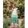 Arshiner Girls Maxi Summer Short Flutter Sleeve Casual Dress with Pockets for 4-14 Y(White & Light Green)