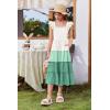 Arshiner Girls Maxi Summer Short Flutter Sleeve Casual Dress with Pockets for 4-14 Y(White & Light Green)