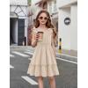 Arshiner Girls Summer Dress Bow-Tie Straps Sleeveless Flowy Ruffle Trim Boho Beach Casual Sundress(Beige)