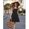 Arshiner Girls Summer Dress Bow-Tie Straps Sleeveless Flowy Ruffle Trim Boho Beach Casual Sundress(Black)