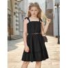 Arshiner Girls Summer Dress Bow-Tie Straps Sleeveless Flowy Ruffle Trim Boho Beach Casual Sundress(Black)