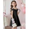 Arshiner Girls Summer Dress Off Shoulder Fold Pleated Formal Elegant A-Line Party Dresses with Pocket(Black)