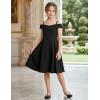 Arshiner Girls Summer Dress Off Shoulder Fold Pleated Formal Elegant A-Line Party Dresses with Pocket(Black)