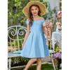 Arshiner Girls Summer Dress Off Shoulder Fold Pleated Formal Elegant A-Line Party Dresses with Pocket(Blue)