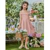 Arshiner Girls Summer Dress Off Shoulder Fold Pleated Formal Elegant A-Line Party Dresses with Pocket(B-pink)