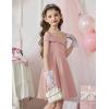 Arshiner Girls Summer Dress Off Shoulder Fold Pleated Formal Elegant A-Line Party Dresses with Pocket(B-pink)