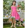 Arshiner Girls Summer Dress Off Shoulder Fold Pleated Formal Elegant A-Line Party Dresses with Pocket(Hot Pink)
