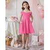 Arshiner Girls Summer Dress Off Shoulder Fold Pleated Formal Elegant A-Line Party Dresses with Pocket(Hot Pink)