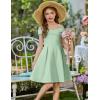 Arshiner Girls Summer Dress Off Shoulder Fold Pleated Formal Elegant A-Line Party Dresses with Pocket(Light Green)