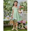 Arshiner Girls Summer Dress Off Shoulder Fold Pleated Formal Elegant A-Line Party Dresses with Pocket(Light Green)