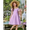 Arshiner Girls Summer Dress Off Shoulder Fold Pleated Formal Elegant A-Line Party Dresses with Pocket(Purple)
