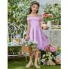 Arshiner Girls Summer Dress Off Shoulder Fold Pleated Formal Elegant A-Line Party Dresses with Pocket(Purple)