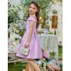 Arshiner Girls Summer Dress Off Shoulder Fold Pleated Formal Elegant A-Line Party Dresses with Pocket(Purple)