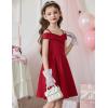 Arshiner Girls Summer Dress Off Shoulder Fold Pleated Formal Elegant A-Line Party Dresses with Pocket(Red)