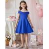 Arshiner Girls Summer Dress Off Shoulder Fold Pleated Formal Elegant A-Line Party Dresses with Pocket(Royal Blue)