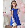 Arshiner Girls Summer Dress Off Shoulder Fold Pleated Formal Elegant A-Line Party Dresses with Pocket(Royal Blue)
