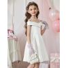 Arshiner Girls Summer Dress Off Shoulder Fold Pleated Formal Elegant A-Line Party Dresses with Pocket(White)