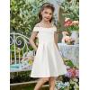 Arshiner Girls Summer Dress Off Shoulder Fold Pleated Formal Elegant A-Line Party Dresses with Pocket(White)