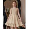 Arshiner Girls Summer Dress Tween Spaghetti Strap Smocked Casual Beach Sundress with Pockets 6-14Y(Champagne)
