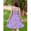 Arshiner Girls Summer Dress Tween Spaghetti Strap Smocked Casual Beach Sundress with Pockets 6-14Y(Purple Floral)