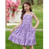 Arshiner Girls Summer Dress Tween Spaghetti Strap Smocked Casual Beach Sundress with Pockets 6-14Y(Purple Floral)