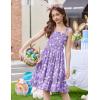 Arshiner Girls Summer Dress Tween Spaghetti Strap Smocked Casual Beach Sundress with Pockets 6-14Y(Purple Floral)