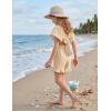 Arshiner Girls Summer Jumpsuits Tie Back Off Shoulder Short Sleeve One Piece Rompers Ruffle Smocked Casual Shorts Outfits(Champagne)