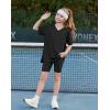 Arshiner Girls Summer Outfits 2 Piece Sets Oversized V Neck Side Split Shirts and Biker Shorts Athletic Sets Workout Outfits(Black)