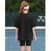 Arshiner Girls Summer Outfits 2 Piece Sets Oversized V Neck Side Split Shirts and Biker Shorts Athletic Sets Workout Outfits(Black)