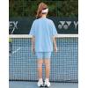 Arshiner Girls Summer Outfits 2 Piece Sets Oversized V Neck Side Split Shirts and Biker Shorts Athletic Sets Workout Outfits(Blue)