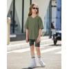 Arshiner Girls Summer Outfits 2 Piece Sets Oversized V Neck Side Split Shirts and Biker Shorts Athletic Sets Workout Outfits(Camo)