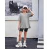 Arshiner Girls Summer Outfits 2 Piece Sets Oversized V Neck Side Split Shirts and Biker Shorts Athletic Sets Workout Outfits(Grey & Black)