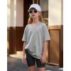Arshiner Girls Summer Outfits 2 Piece Sets Oversized V Neck Side Split Shirts and Biker Shorts Athletic Sets Workout Outfits(Grey & Black)