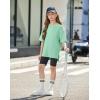 Arshiner Girls Summer Outfits 2 Piece Sets Oversized V Neck Side Split Shirts and Biker Shorts Athletic Sets Workout Outfits(Mint Green & Black)