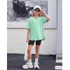 Arshiner Girls Summer Outfits 2 Piece Sets Oversized V Neck Side Split Shirts and Biker Shorts Athletic Sets Workout Outfits(Mint Green & Black)