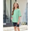 Arshiner Girls Summer Outfits 2 Piece Sets Oversized V Neck Side Split Shirts and Biker Shorts Athletic Sets Workout Outfits(Mint Green & Black)