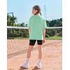 Arshiner Girls Summer Outfits 2 Piece Sets Oversized V Neck Side Split Shirts and Biker Shorts Athletic Sets Workout Outfits(Mint Green & Black)