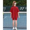 Arshiner Girls Summer Outfits 2 Piece Sets Oversized V Neck Side Split Shirts and Biker Shorts Athletic Sets Workout Outfits(Red)