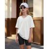 Arshiner Girls Summer Outfits 2 Piece Sets Oversized V Neck Side Split Shirts and Biker Shorts Athletic Sets Workout Outfits(White & Black)