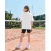 Arshiner Girls Summer Outfits 2 Piece Sets Oversized V Neck Side Split Shirts and Biker Shorts Athletic Sets Workout Outfits(White & Black)