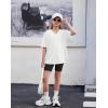 Arshiner Girls Summer Outfits 2 Piece Sets Oversized V Neck Side Split Shirts and Biker Shorts Athletic Sets Workout Outfits(White & Black)