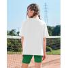 Arshiner Girls Summer Outfits 2 Piece Sets Oversized V Neck Side Split Shirts and Biker Shorts Athletic Sets Workout Outfits(White & Green)