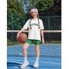 Arshiner Girls Summer Outfits 2 Piece Sets Oversized V Neck Side Split Shirts and Biker Shorts Athletic Sets Workout Outfits(White & Green)