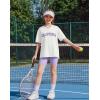 Arshiner Girls Summer Outfits 2 Piece Sets Oversized V Neck Side Split Shirts and Biker Shorts Athletic Sets Workout Outfits(White & Purple)
