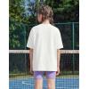 Arshiner Girls Summer Outfits 2 Piece Sets Oversized V Neck Side Split Shirts and Biker Shorts Athletic Sets Workout Outfits(White & Purple)