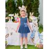 Arshiner Toddler Girl Clothes 2 Piece Bowknot Sleeveless Top Dress and Leggings Shorts Set Kids Summer Outfits(Gray-blue Flower)